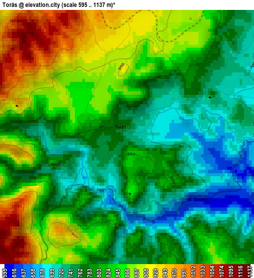 Torás elevation map