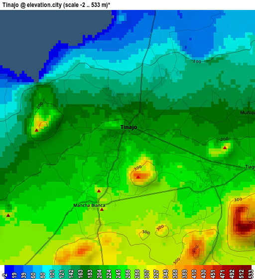 Tinajo elevation map