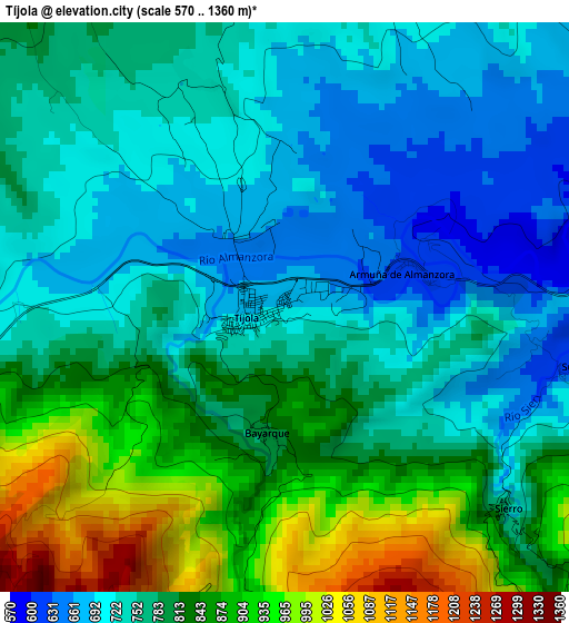 Tíjola elevation map