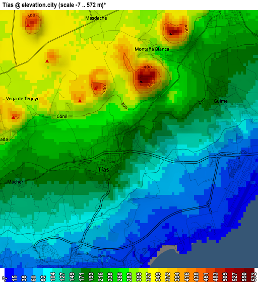 Tías elevation map