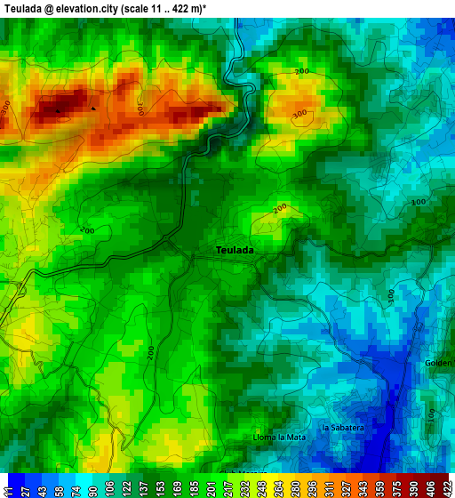 Teulada elevation map