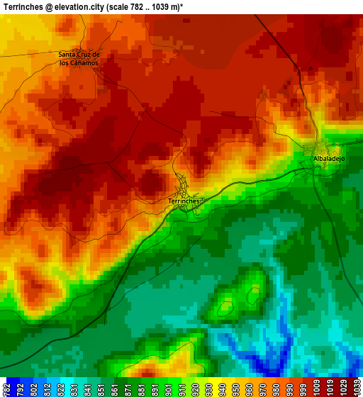 Terrinches elevation map