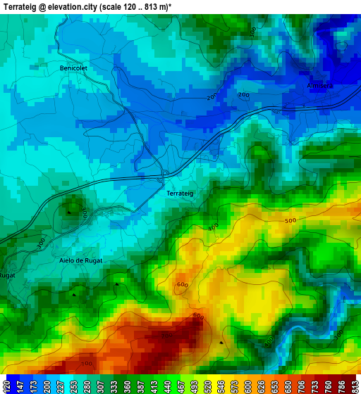 Terrateig elevation map