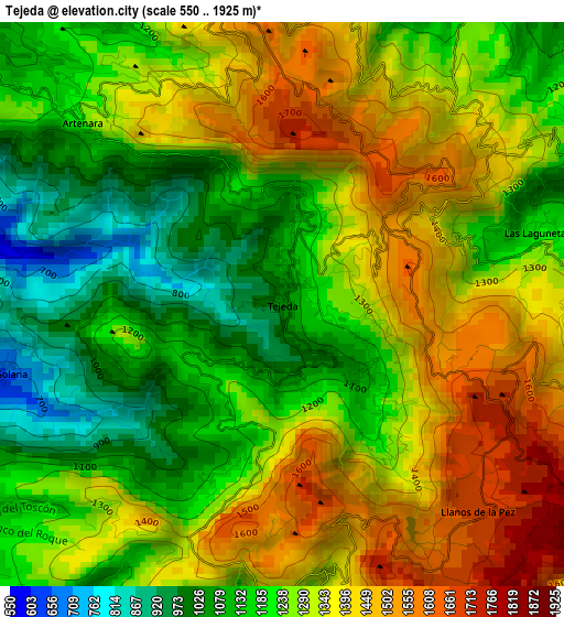 Tejeda elevation map
