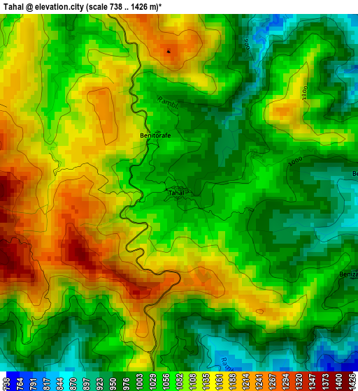 Tahal elevation map