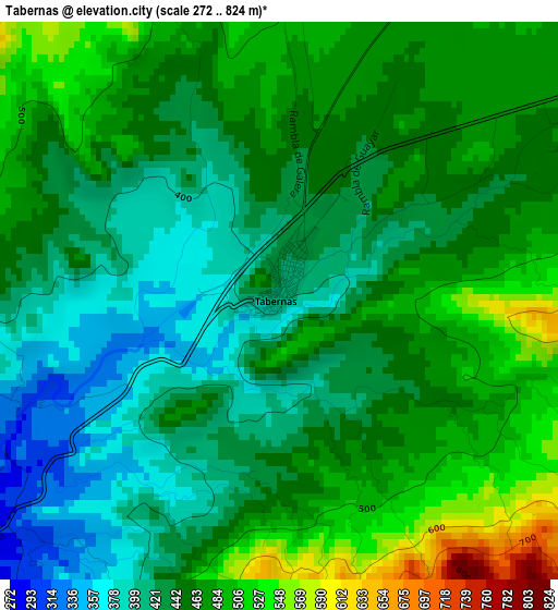 Tabernas elevation map