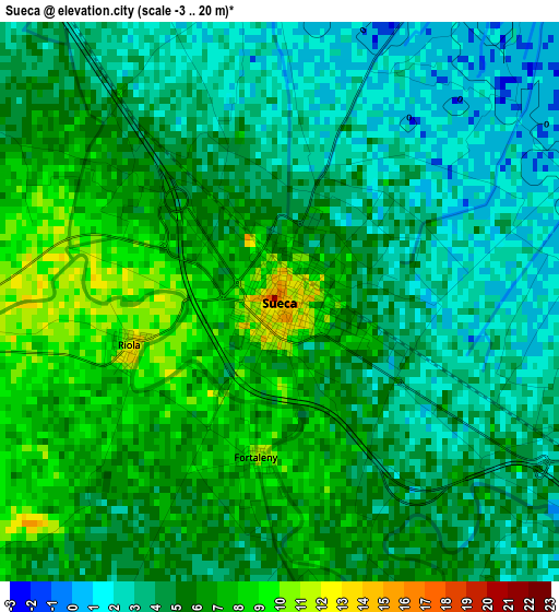 Sueca elevation map