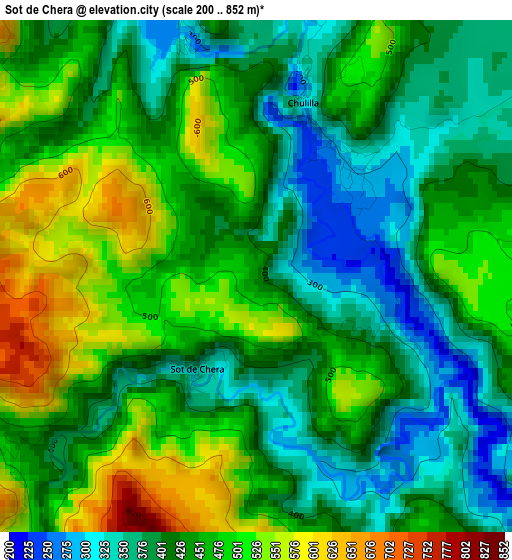 Sot de Chera elevation map