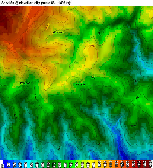 Sorvilán elevation map