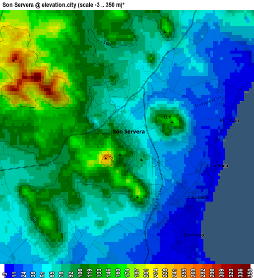 Son Servera elevation map