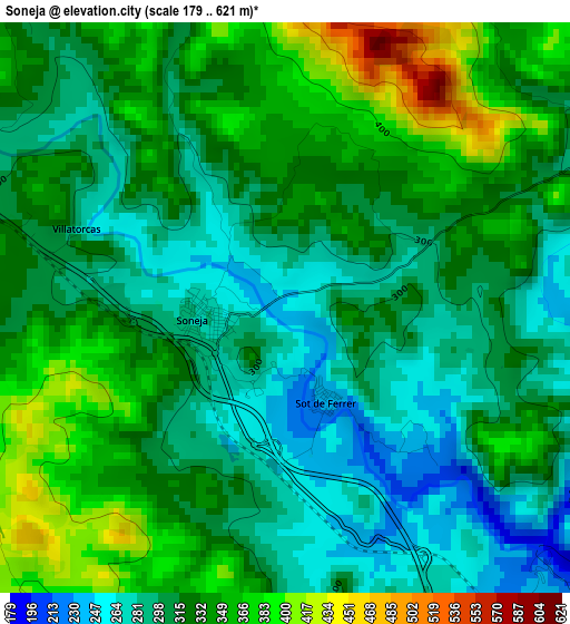 Soneja elevation map