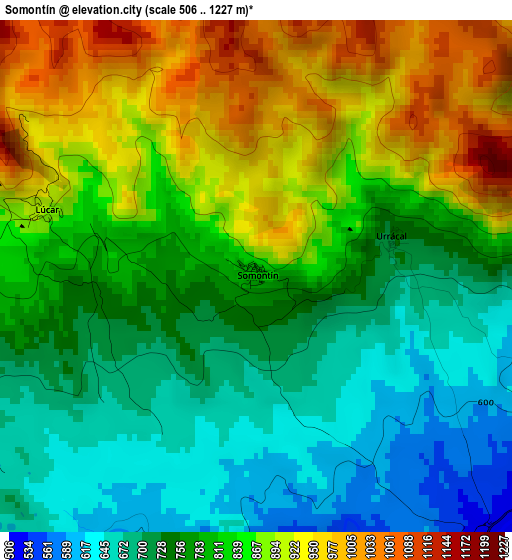 Somontín elevation map