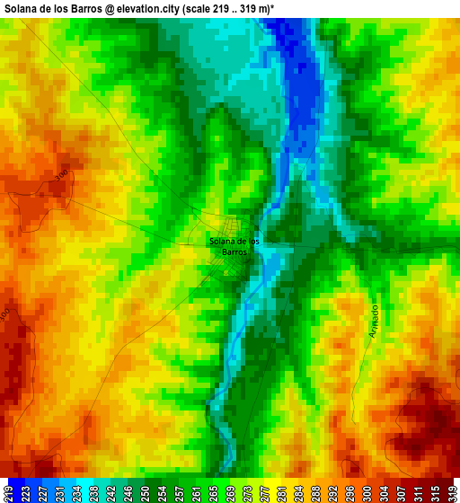 Solana de los Barros elevation map