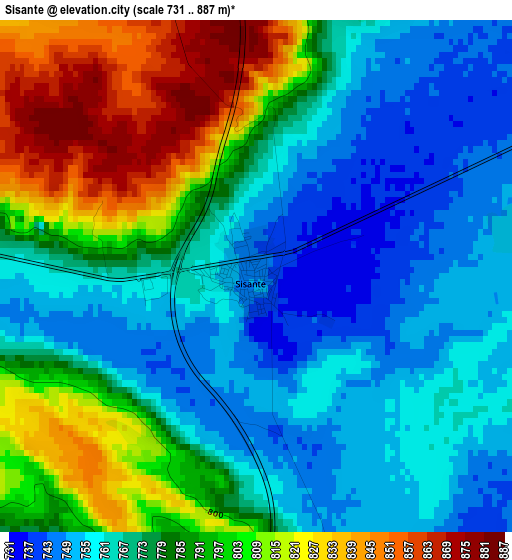 Sisante elevation map