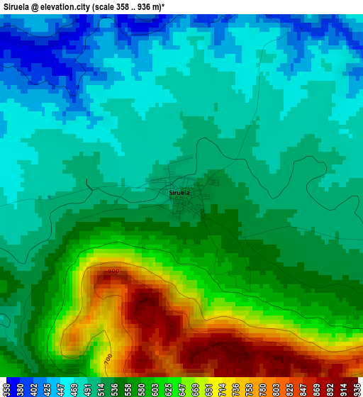 Siruela elevation map