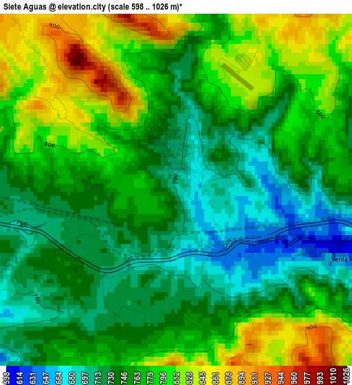 Siete Aguas elevation map