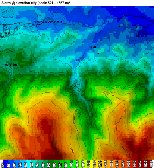 Sierro elevation map