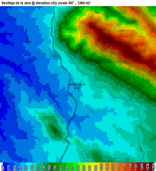 Sevilleja de la Jara elevation map