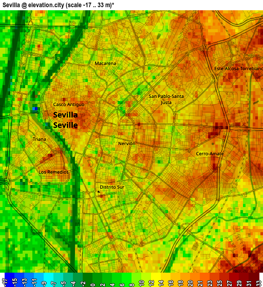Sevilla elevation map