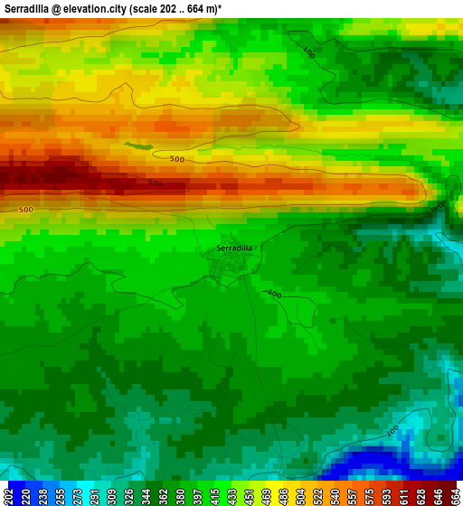 Serradilla elevation map