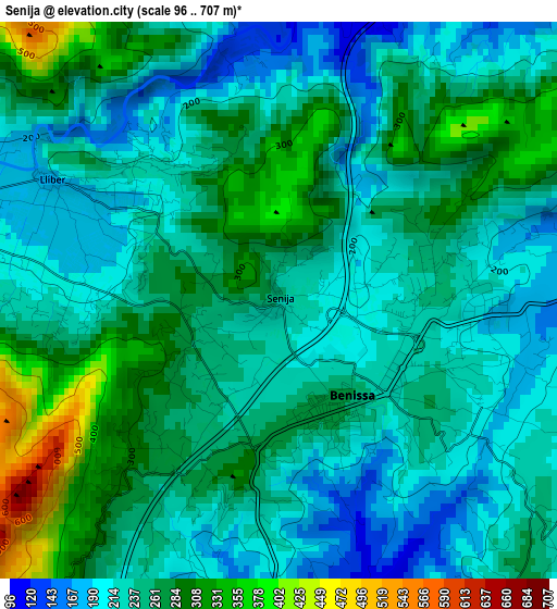 Senija elevation map