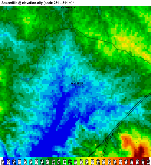 Saucedilla elevation map