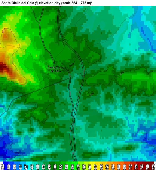 Santa Olalla del Cala elevation map