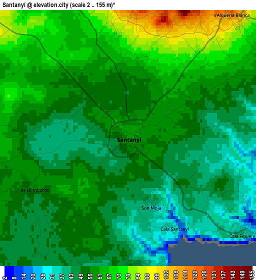 Santanyí elevation map