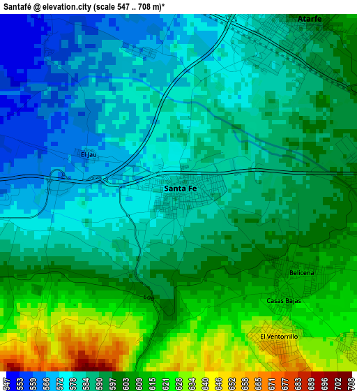Santafé elevation map