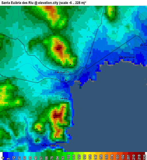 Santa Eulària des Riu elevation map