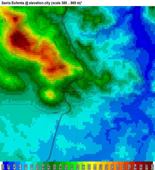 Santa Eufemia elevation map