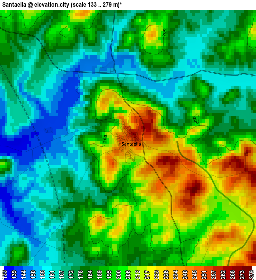 Santaella elevation map