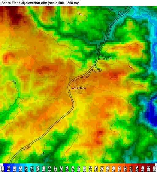 Santa Elena elevation map