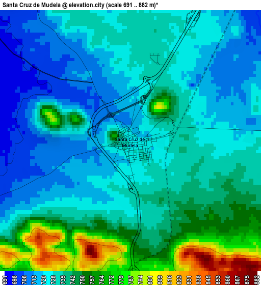 Santa Cruz de Mudela elevation map