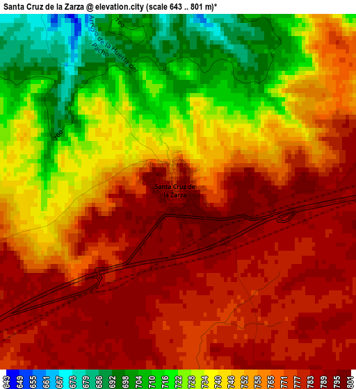 Santa Cruz de la Zarza elevation map