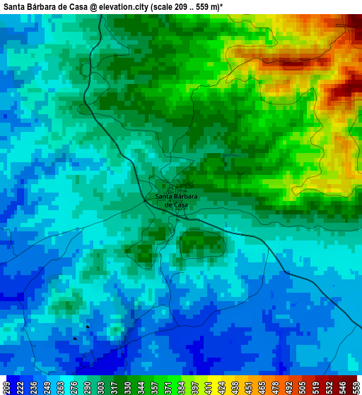 Santa Bárbara de Casa elevation map