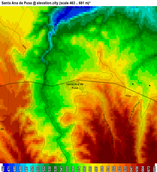 Santa Ana de Pusa elevation map