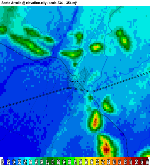 Santa Amalia elevation map