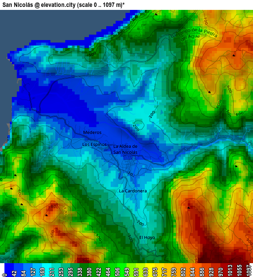 San Nicolás elevation map