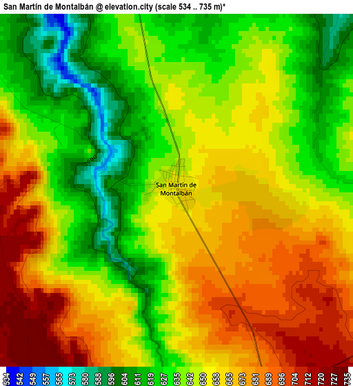 San Martín de Montalbán elevation map