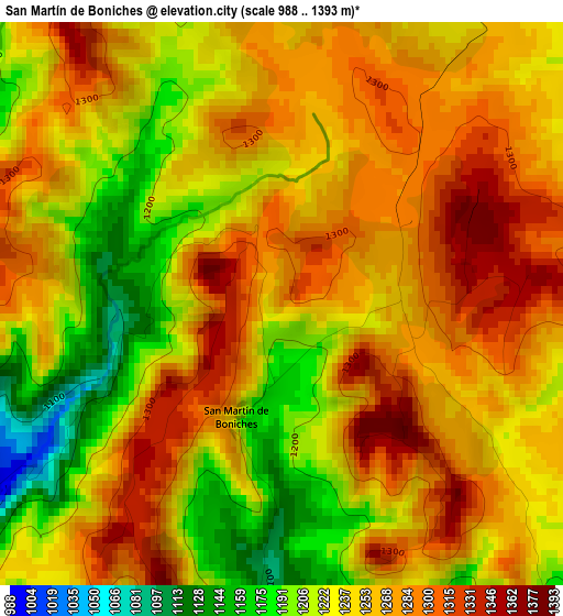 San Martín de Boniches elevation map