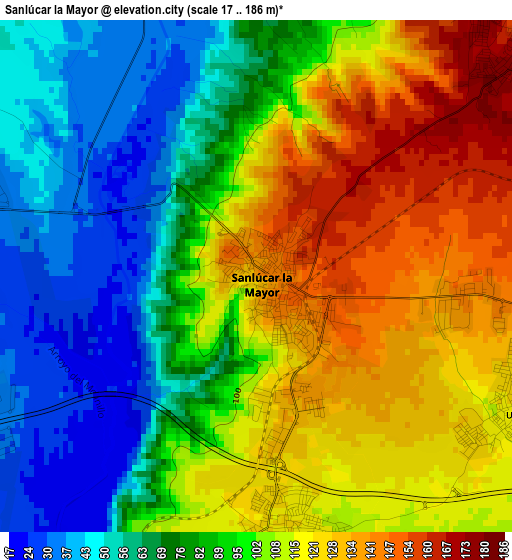 Sanlúcar la Mayor elevation map