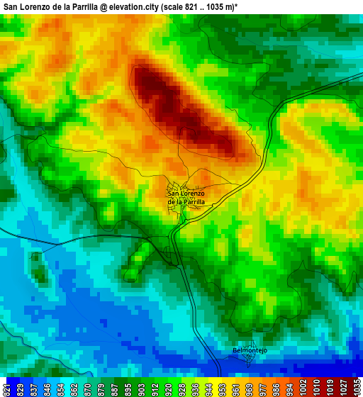 San Lorenzo de la Parrilla elevation map