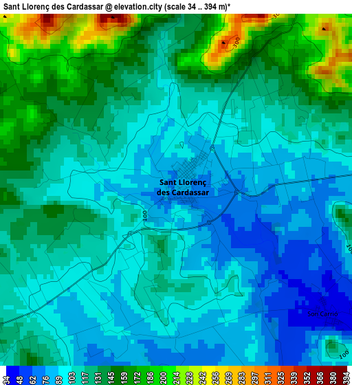 Sant Llorenç des Cardassar elevation map