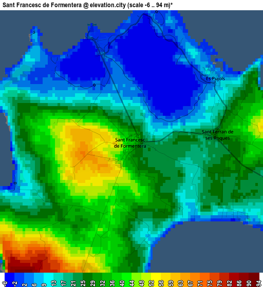 Sant Francesc de Formentera elevation map