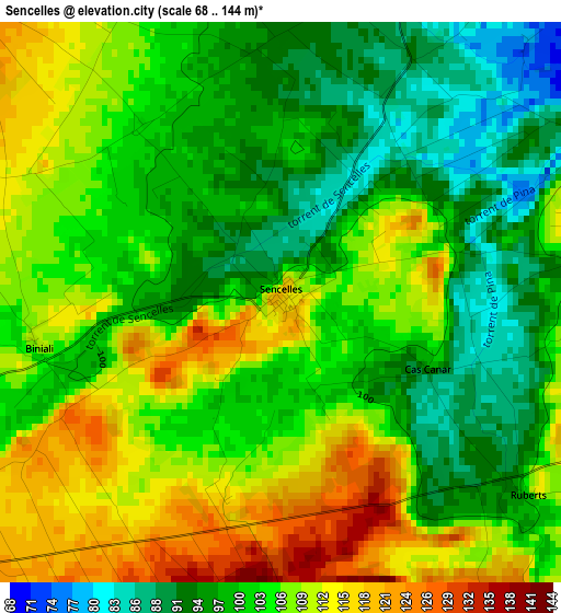 Sencelles elevation map