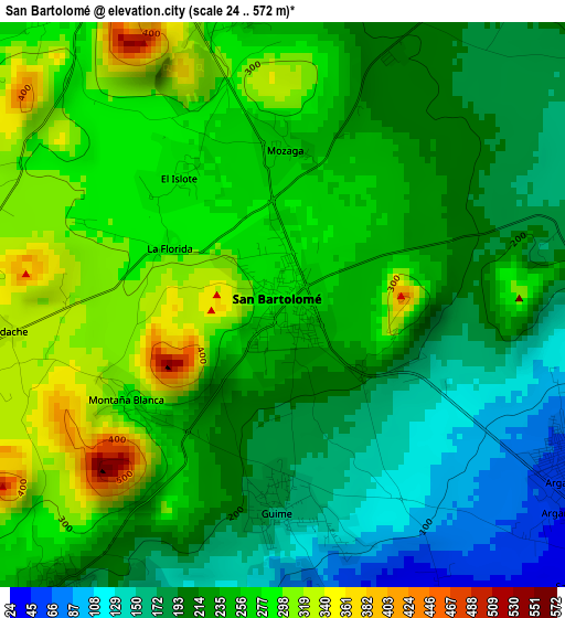 San Bartolomé elevation map