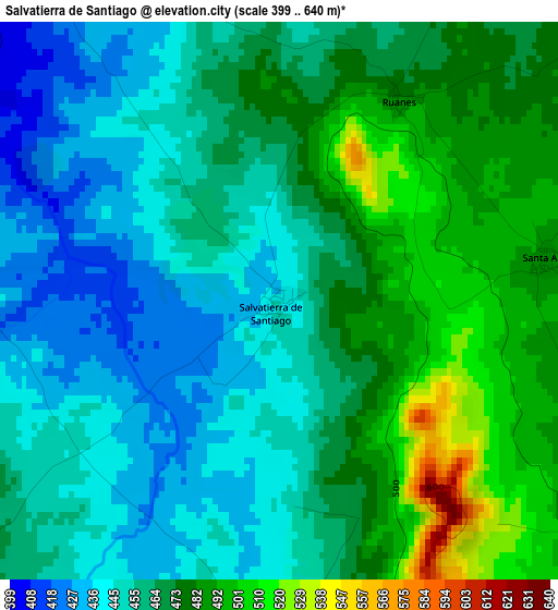 Salvatierra de Santiago elevation map