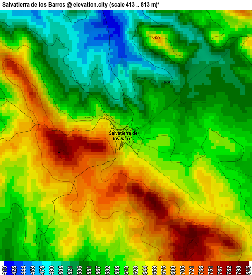 Salvatierra de los Barros elevation map