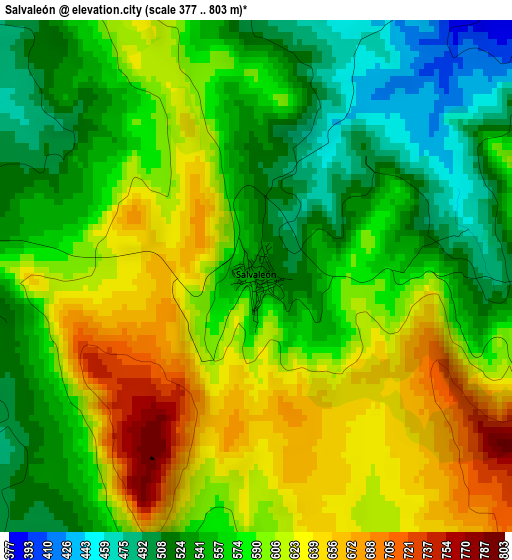 Salvaleón elevation map